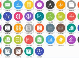کپتی ویت لایه باز مجموعه ۵۵تایی آیکون و دکمه ابزار ریاضی جدید مورد نیاز در ریاضیات